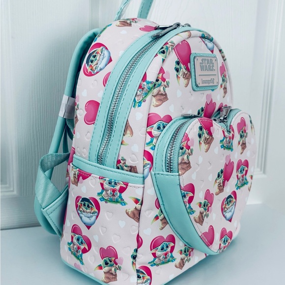 Loungefly Star Wars Mandalorian Grogu Valentines Backpack - Picture 3 of 5